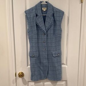 Anthropologie Blue Tweed Vest